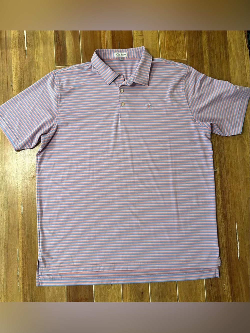 Peter Millar Men's Pink Stripe Performance Polo. XXL.